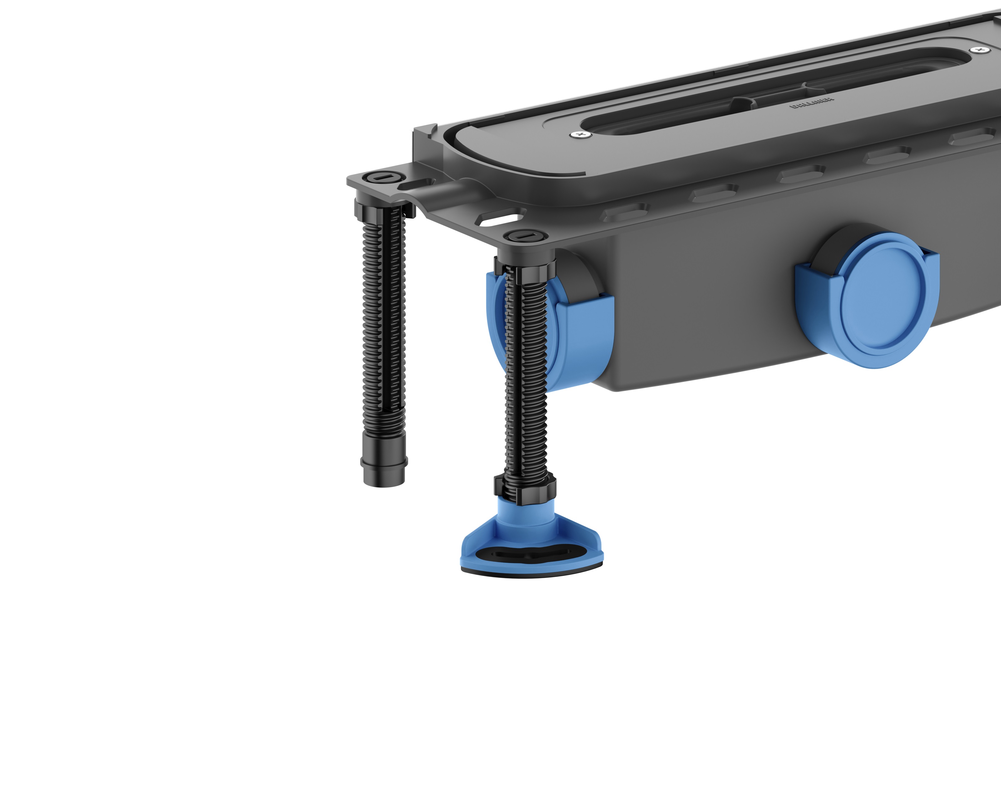 Der Turboablauf DallFlex 115 punktet mit einer höheren Ablaufleistung. Die flexiblen Montagefüße lassen sich bis zu 250 mm hoch verstellen.  Foto: Dallmer GmbH + Co. KG